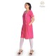 Stylish Pink Beautiful Floral Neck Embroidery Cotton Short Kurti