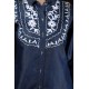 Denim Full Sleeve Neck Embroidery Women's Blue Stylish Dress