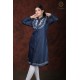 Denim Full Sleeve Neck Embroidery Women's Blue Stylish Dress