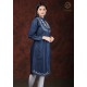 Denim Full Sleeve Neck Embroidery Women's Blue Stylish Dress