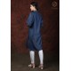 Denim Full Sleeve Neck Embroidery Women's Blue Stylish Dress