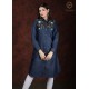 Denim Full Sleeve Neck Floral Embroidery Stylish Women's Dress