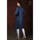 Denim Full Sleeve Neck Floral Embroidery Stylish Women's Dress