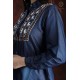 Stylish Cool Denim Full Sleeve Neck Embroidery Women Dress