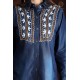 Stylish Cool Denim Full Sleeve Neck Embroidery Women Dress