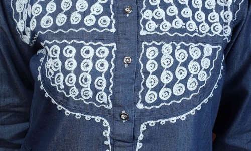 Elevate Your Style with Denim Blue Kurtis Featuring Floral Embroidery