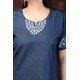 Stylish Denim Half Sleeve Neck Embroidery Women's Blue Dress