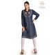 Stylish Denim Full Sleeve Neck Embroidery Women Dress