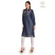 Stylish Denim Full Sleeve Neck Embroidery Women Dress