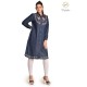 Stylish Denim Full Sleeve Neck Embroidery Women Dress