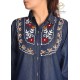 Stylish Denim Full Sleeve Neck Embroidery Women Dress