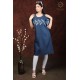 Classy Comfy Denim Half Sleeve Neck Embroidery Women Blue Dress