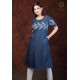 Classy Comfy Denim Half Sleeve Neck Embroidery Women Blue Dress