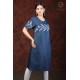 Classy Comfy Denim Half Sleeve Neck Embroidery Women Blue Dress