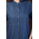 Fashionable Neck Embroidery Women Blue half Sleeve Denim Dress