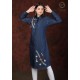 Beautiful Denim Full Sleeve Neck Embroidery Women's Dress