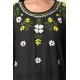 Fashionable Cotton Floral Embroidery Neck Black Kurti For Women