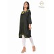 Stylish Cotton multicolor Floral Embroidery Neck Black Kurti