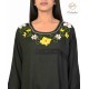 Stylish Cotton multicolor Floral Embroidery Neck Black Kurti