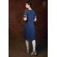 Blue Stylish Casual Wear Neck Embroidery Cotton Kurti