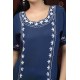 Blue Stylish Casual Wear Neck Embroidery Cotton Kurti