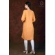 Orange Stylish Printed Cotton Embroidery Women's Kurti