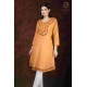 Orange Stylish Printed Cotton Embroidery Women's Kurti