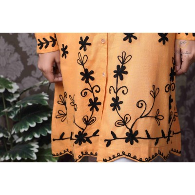 Fashionable Long Cotton Kurti Embroidery border for women