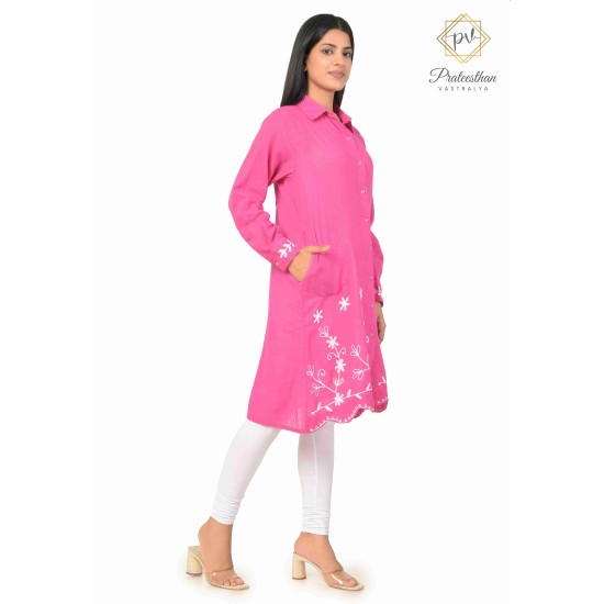 Beautiful Stylish Collor Pink Simple women's Kurti