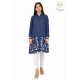 Classy Blue Cotton Kurti Embroidery border for women's