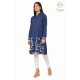 Classy Blue Cotton Kurti Embroidery border for women's