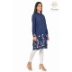 Classy Blue Cotton Kurti Embroidery border for women's