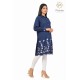 Classy Blue Cotton Kurti Embroidery border for women's