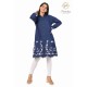 Classy Blue Cotton Kurti Embroidery border for women's