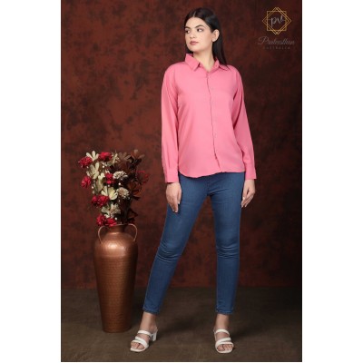 Stylish Polyester Fit Pretty Pink Women's Shirt