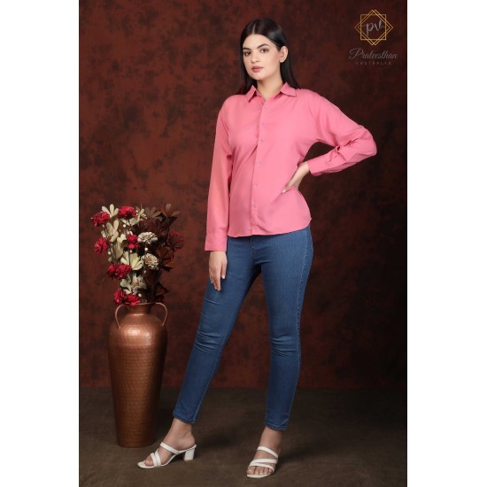 Stylish Polyester Fit Pretty Pink Women's Shirt