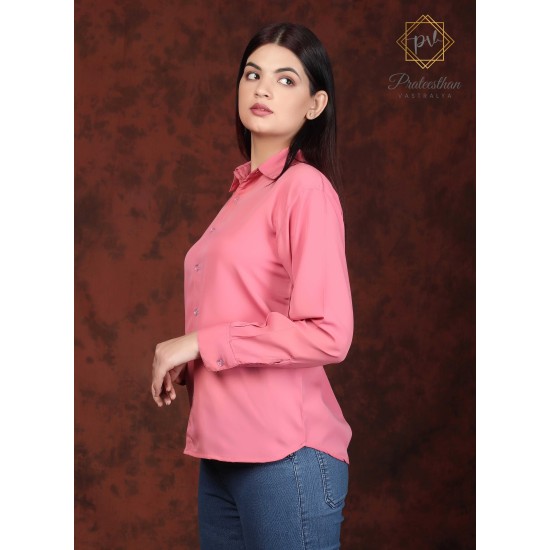 Stylish Polyester Fit Pretty Pink Women's Shirt