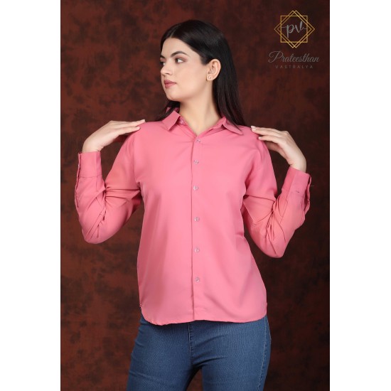 Stylish Polyester Fit Pretty Pink Women's Shirt