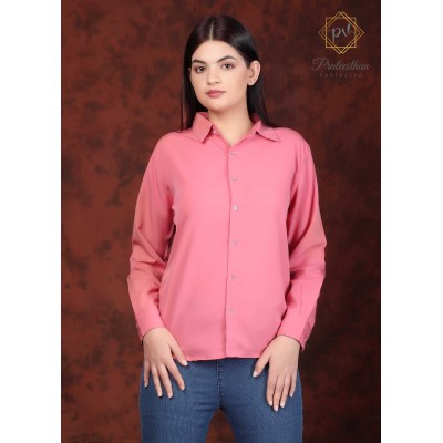 Stylish Polyester Fit Pretty Pink Women's Shirt