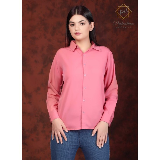 Stylish Polyester Fit Pretty Pink Women's Shirt