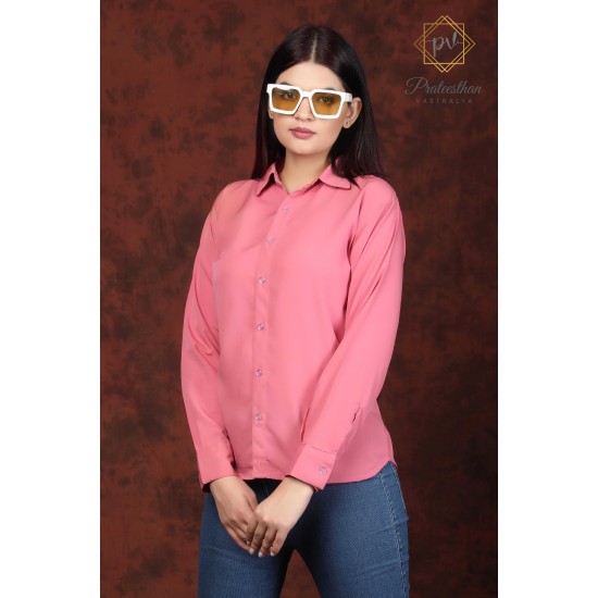 Stylish Polyester Fit Pretty Pink Women's Shirt