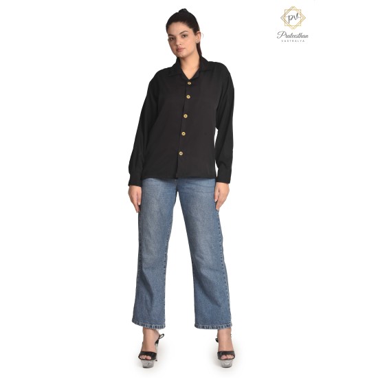 Fabulous Stylish Polyester Black Women's Shirt