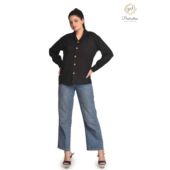 Fabulous Stylish Polyester Black Women's Shirt