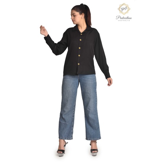 Fabulous Stylish Polyester Black Women's Shirt