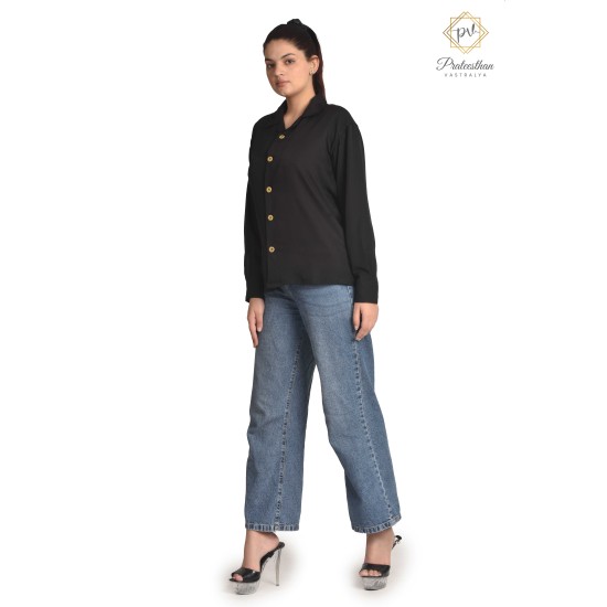 Fabulous Stylish Polyester Black Women's Shirt