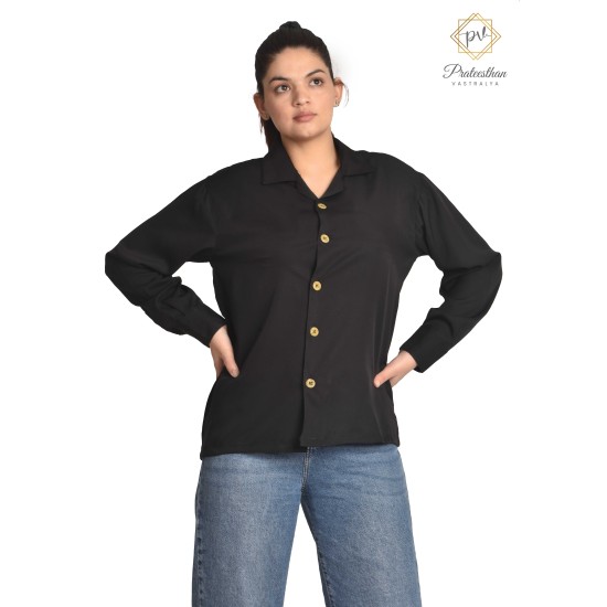 Fabulous Stylish Polyester Black Women's Shirt