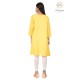 Stylish Comfy Cotton Embroidery Neck Yellow Kurti For Women's