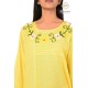 Stylish Comfy Cotton Embroidery Neck Yellow Kurti For Women's