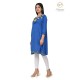 Effortlessly Embroideried Neck Stylish Blue Comfy Kurti For Women's