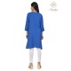 Effortlessly Embroideried Neck Stylish Blue Comfy Kurti For Women's